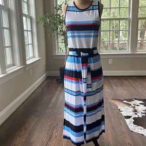 Long tank t- shirt dress with tie waist